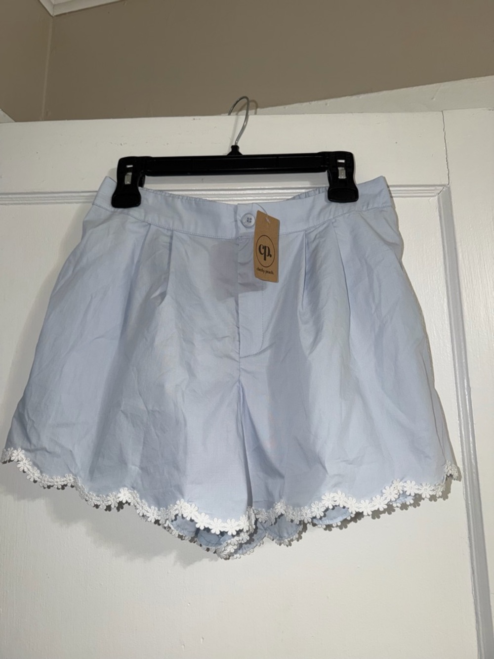 Light Blue Floral Trim Women’s Shorts